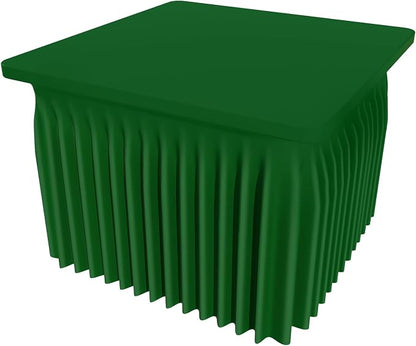 Smiry Spandex Elastic Fitted Table Cloth Skirt for 3FT Square Table | Stretch Washable Table Cloth, Banquet Table Cover for Wedding, Party, Indoor & Trade Shows, (Emerald Green, 34Lx34Wx30H)