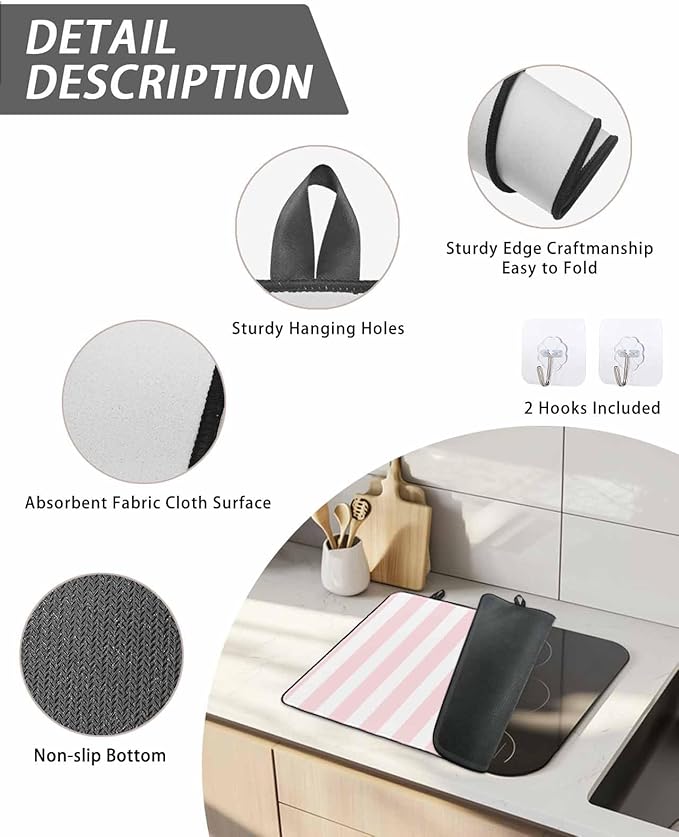 Stove Top Covers for Electric Stove 36x21 Inches, Pink Stripes HeatResistant Glass Cooktop Protector, Modern Farmhouse Pink White Vertical Striped Ceramic Stovetop Countertop Covers Mat, Oven Cover