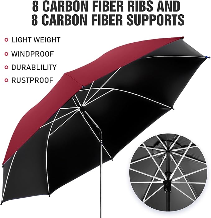 2 PACK Beach Umbrella with Clamp, 360 ° Adjustable Umbrellas for Chair, UPF50+ Umbrella for Beach Chair, Patio Chair, Wheelchair, Camping Chair, Golf Carts (Chair Not Included)