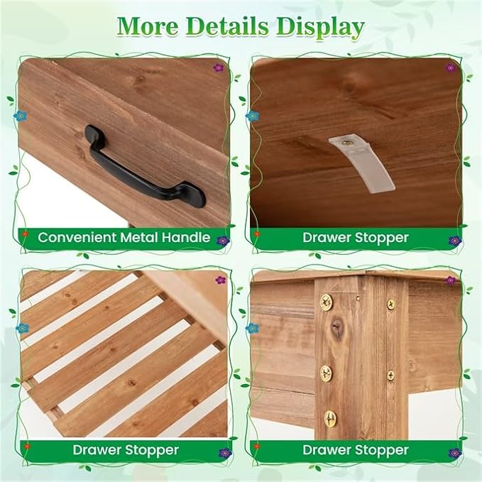 ARNOT Potting Bench,Outdoor Potting Bench Table with Sink and Storage Shelves, Wooden Garden Workstation for Gardening Tools, Planting, and Repotting – Natural Fir Wood (38" x 17" x 50")