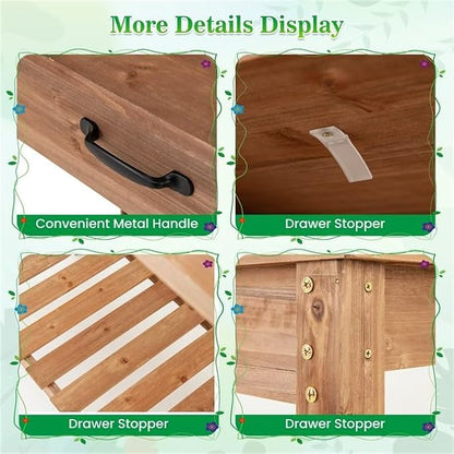 ARNOT Potting Bench,Outdoor Potting Bench Table with Sink and Storage Shelves, Wooden Garden Workstation for Gardening Tools, Planting, and Repotting – Natural Fir Wood (38" x 17" x 50")