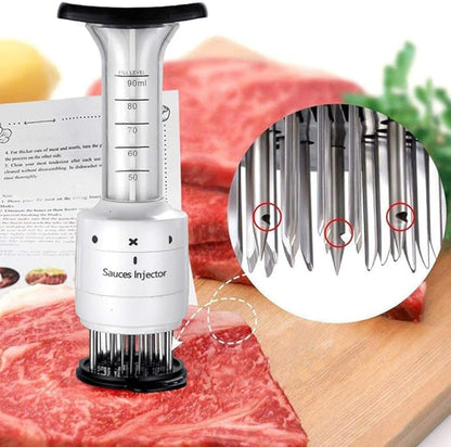 2 in 1 Professional Meat Tenderizer Injector Tool,Steak Marinade Seasoning Sauce Injector with Ultra Acute Needle Blades for Beef Chicken Veal Pork