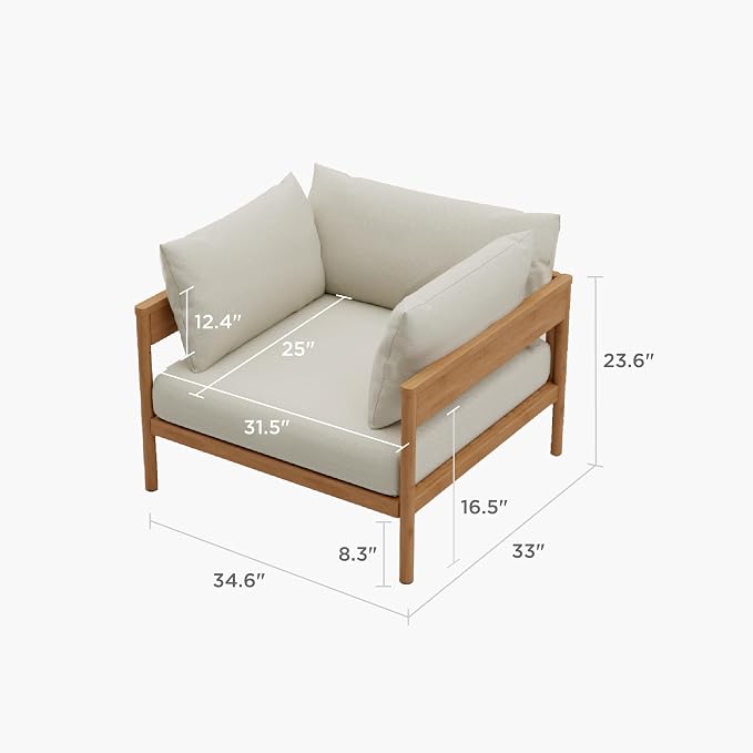 Acanva Vento Outdoor Patio Furniture Set, Armchair | All-Weather Aluminium Frame, Water-Resistant Olefin Cushions, Patio Conversation Sets for Backyard, Garden, Porch