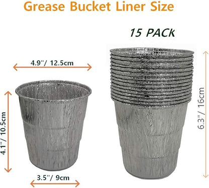 Firsgrill Grease Bucket Liners Replacment Traeger, Z Grill, Green Mountain Pellet Wood Smoker (15, Liners)