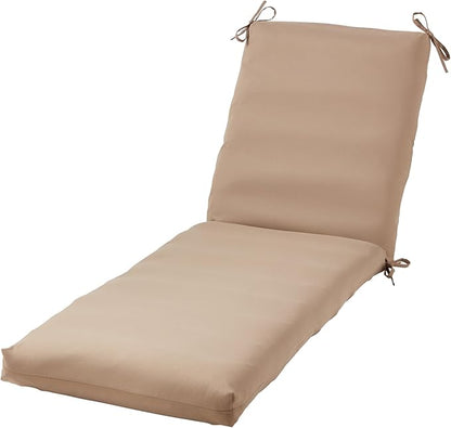 Modern Outdoor Chaise Lounge Cushion with Ties – Durable Polyester Fabric, Channel-Filled Polyfiber Insert, Removable Zippered Cover, Coronado