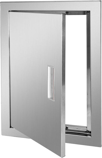 Outdoor Kitchen Door 14" W x 20" H Stainless Steel BBQ Single Access Door Flush Mount Vertical Wall Doors with Handle Suitable for Grilling Station Outside Cabinet Outdoor Kitchen