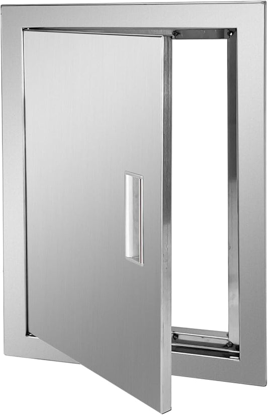 Outdoor Kitchen Door 14" W x 20" H Stainless Steel BBQ Single Access Door Flush Mount Vertical Wall Doors with Handle Suitable for Grilling Station Outside Cabinet Outdoor Kitchen