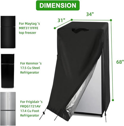 31W Refrigerator Cover with Air Vent for Most 17.5 Cu.ft Beverage Fridge | New Upgarde,31x34x67,Waterproof Dustproof Heavy Duty Oxford Fabric,for Most 17.5 Cubic Feet Upright Freezer for Outside
