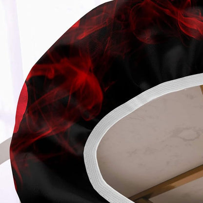 Valentine's Day Oval Fitted Polyester Tablecloth, Red Rose Pattern Elastic Edged Polyester Spill Proof Table Cover, Great for Home Kitchen/Parties/Holiday Dinner Party, Fit to 54" W x 76" L Table