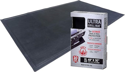 Diversitech Outdoor Gas Grill BBQ & Fire Pit Mat 48" x 30" - Protects Decks & Patios - 10 Year Warranty, Black