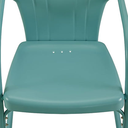 Crosley Furniture Tulip 5-Piece Outdoor Dining Set for 4, Retro Metal Round Patio Table and Chairs for Deck, Pastel Blue Satin