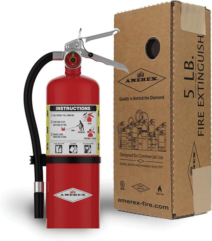 Amerex B402, 5lb ABC Dry Chemical Class A B C Fire Extinguisher, with Wall Bracket, 5 Pack