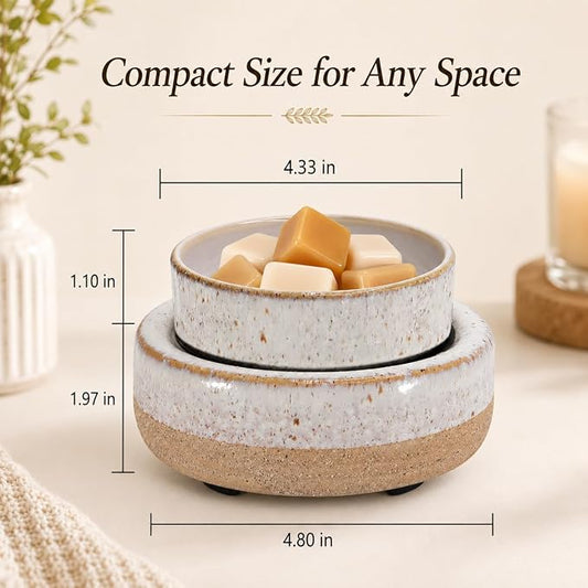 Wax Melt Warmer, Ceramic Candle Melter Melting Wax 3-in-1 Oil Burner Electric Fits Yankee Large Jar, Scented Candle Holder for Home Decor Gifts for Mom Grandma Women Girls