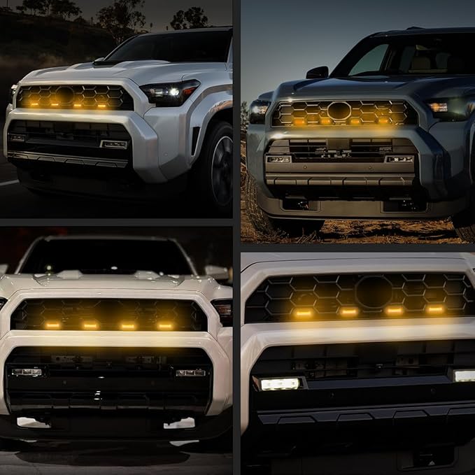Grill Light for Toyota 4Runner TRD Pro 2025 2026, Smoked Shell Amber LED Front Grille Lights Fit for 4Runner Trailhunter