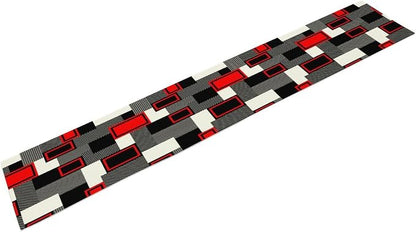Red Gray Black Table Runners for Tabletop Decorations Mid Century Modern Abstract Geometry Lattice for Dinning Holiday Party Indoor Outdoor Decor, Abstract Lines 13x120in