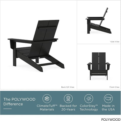 POLYWOOD Contemporary Modern Oversized Adirondack Chair in Black