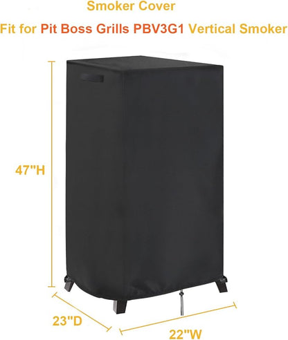 Smoker Cover Fit for Pit Boss 3-Series | Gas Vertical Smoker Cover, Waterproof Grill BBQ Cover Vertical Smoker Covers - 23" D x 22" W x 47" H