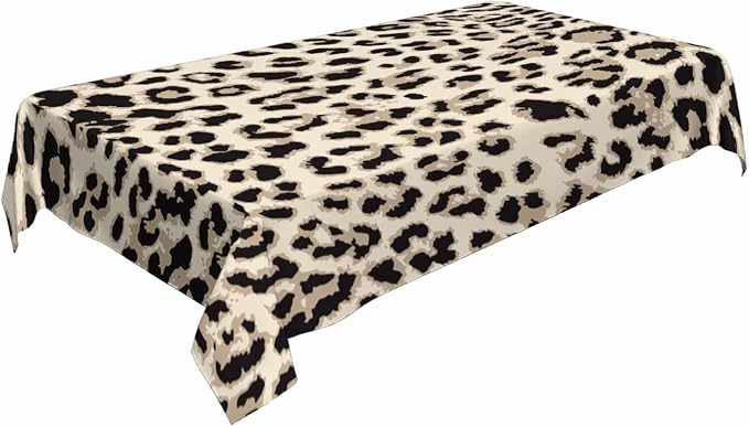 TKS MITLAN Tablecloth Leopard Table Cloth Rectangle Table 60 x 84 Inch Cheetah Skin Tiger Leather Spotted Fur Beige Brown Kitchen Decorations for Home Dinner Party