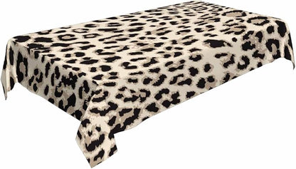 TKS MITLAN Tablecloth Leopard Table Cloth Rectangle Table 60 x 84 Inch Cheetah Skin Tiger Leather Spotted Fur Beige Brown Kitchen Decorations for Home Dinner Party