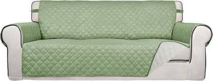 PureFit Reversible Quilted Sofa Cover Dog Couch Covers for Sofa, 66 in | Sage Green/Ivory, Water Resistant Couch Protector, Washable Pet Couch Cover with Non Slip and Elastic Straps For Kids