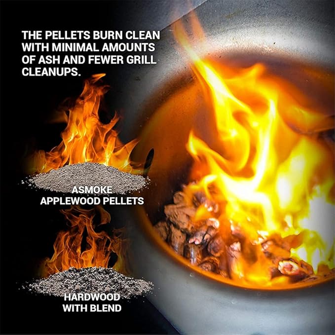 ASMOKE 100% Nature Apple Wood Pellets for Smoker Grill, 20lb Resealable Bag, Smoker Pellets for Juicy Meat, Low Moisture Grill Pellets for BBQ, Pizza