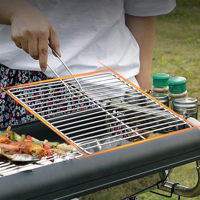 Barbecue Charcoal Grill, Portable Folding BBQ Tool Kits for Camping, Picnic, Outdoor, BBQ,Suitable for 5-15 People (Black 73 * 31 * 81cm)
