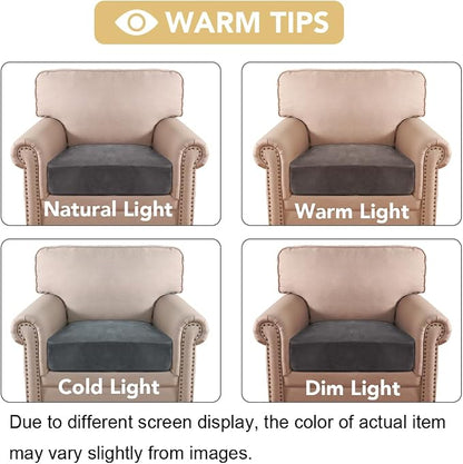 H.VERSAILTEX Velvet Stretch Couch Cushion Cover Plush Cushion Slipcover for Chair Cushion Furniture Protector Seat Cushion Sofa Cover (1 Piece Armchair Cushion Covers, Grey)