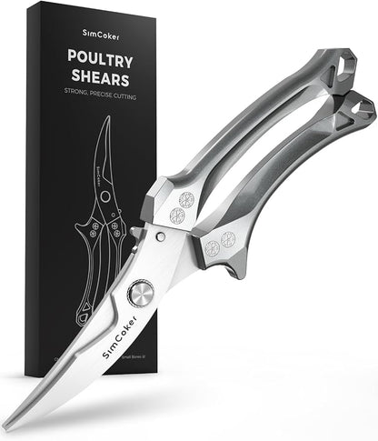 Heavy Duty Poultry Shears, Better Control for Chicken & Turkey Prep | 3.5mm 420J2 blades with a 304 spring, heavy-duty poultry shears for joints, backbones and turkey prep, dishwasher safe