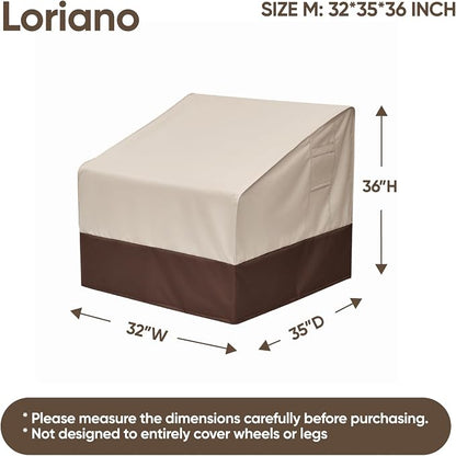 loriano Patio Chair Covers Waterproof Outdoor Chair Covers 600D Heavy Duty Fit as Lawn Lounge Deep Seat(2 Pack,Median)