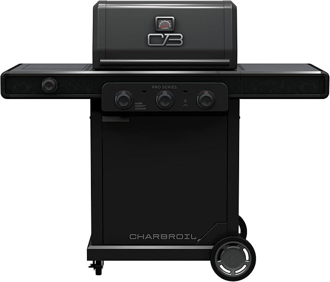Charbroil Pro Series Amplifire Technology 3-Burner Propane Gas Grill and Griddle Cabinet with Side Burner, Black - 463366724