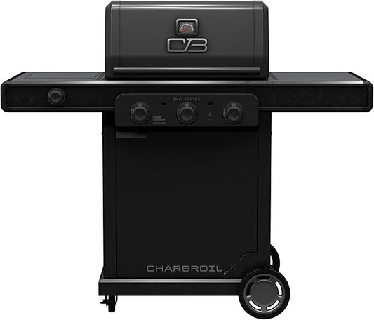 Charbroil Pro Series Amplifire Technology 3-Burner Propane Gas Grill and Griddle Cabinet with Side Burner, Black - 463366724