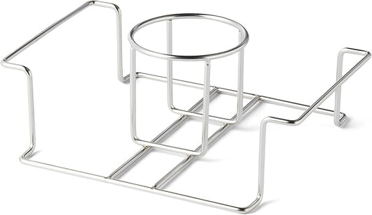 Amazon Basics Beer Can Chicken Holder for Smoking and Grilling, Food Grade Stainless Steel with Handle, Silver, 1-Pack