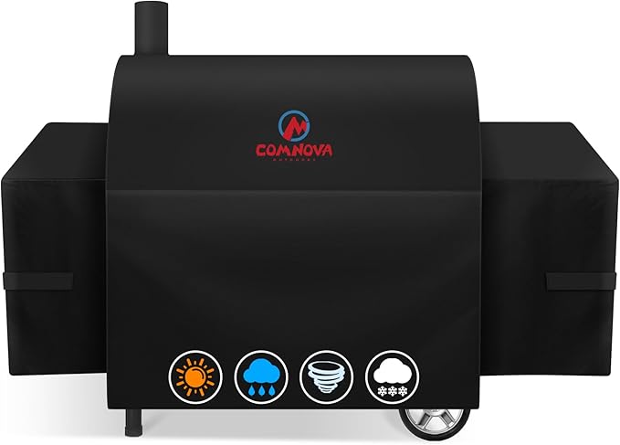 Comnova Grill Cover for Char Griller Smokin' Outlaw Grill - 600D Grill Cover for Outlaw Grill, Fits Models Smokin' Outlaw 3724, Outlaw E2137, Pro Deluxe XL 2735 with Side Fire Box - 72"L x 32"W x 48"H