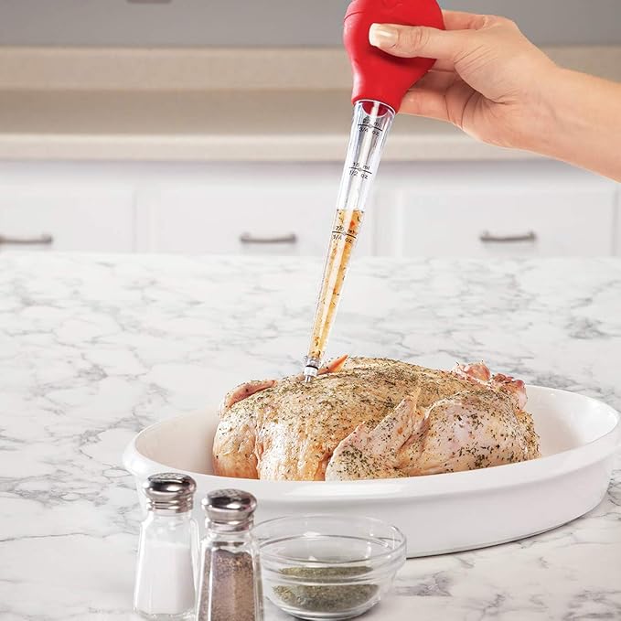 Best tableware Turkey Baster set of 4 commercial-grade quality FDA silicone bulbs, including marinating needles and barbecue brushes and cleaning brushes, easy to clean and can be used repeatedly.