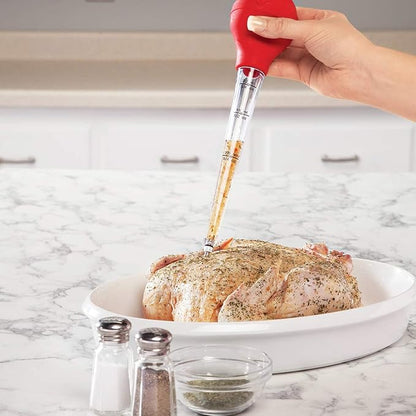 Best tableware Turkey Baster set of 4 commercial-grade quality FDA silicone bulbs, including marinating needles and barbecue brushes and cleaning brushes, easy to clean and can be used repeatedly.