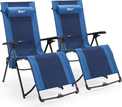 Portal Portable Zero Gravity Chair, Lounge Chair Outdoor Oversized Zero Gravity Chair Folding Lounge Chair with Adjustable Pillows and Cup Holder for Poolside Backyard and Lawn, Support 350lbs