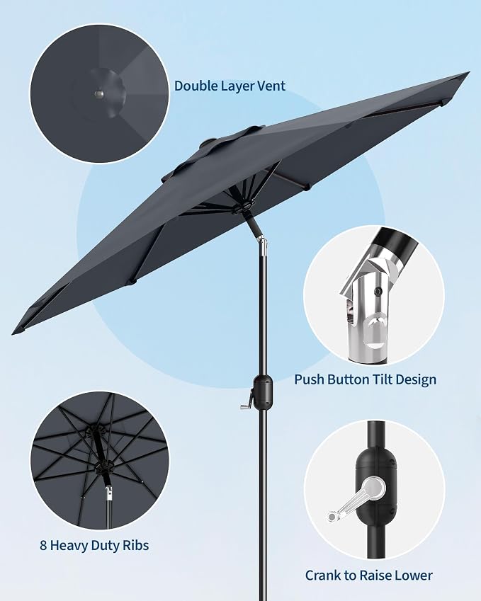 GarveeLife 9 ft Patio Umbrella, Outdoor Table Market Umbrella