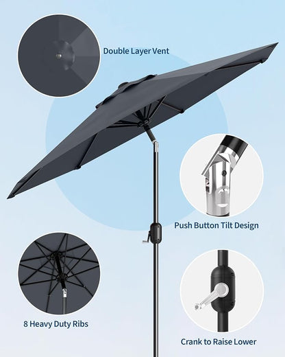 GarveeLife 9 ft Patio Umbrella, Outdoor Table Market Umbrella