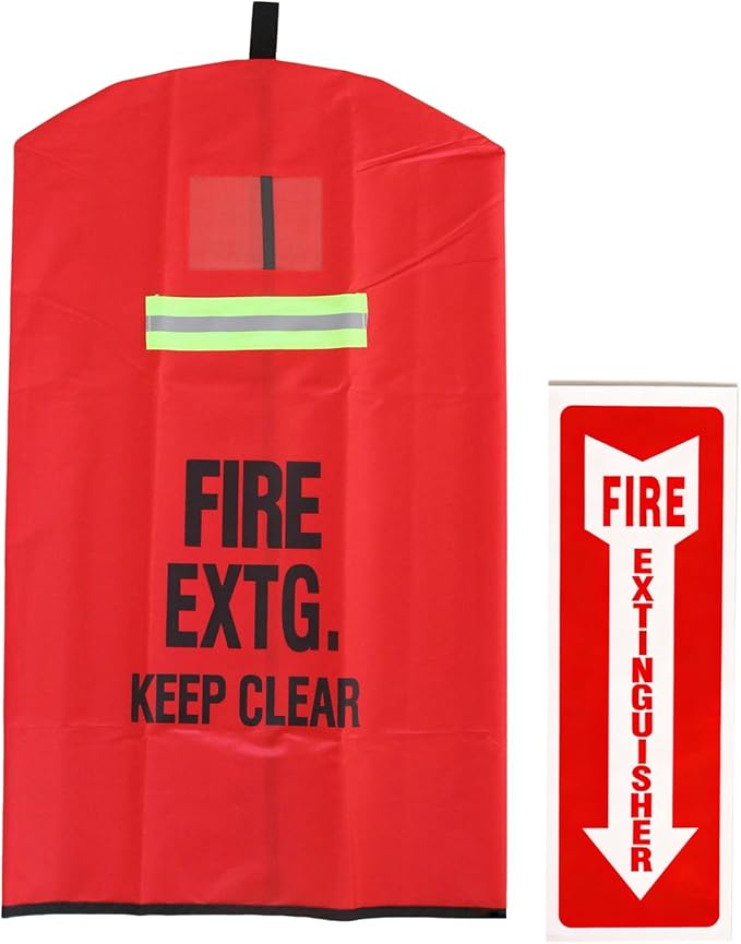 Fire Extinguisher Cover with reflective strap, 20-30LB Heavy-duty fire extinguisher protective sleeve, Portable from Scuffs & Scratches Accessories,Suitable for outdoor or home 18 "Wx 32"H