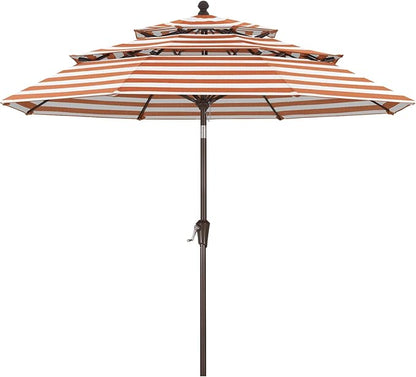 ABCCANOPY 5-Year 10-Year No Fading 9FT 3 Tiers Patio Umbrella, Outdoor Table Umbrella with 8 Sturdy Ribs for Deck, Backyard, Garden, Yard