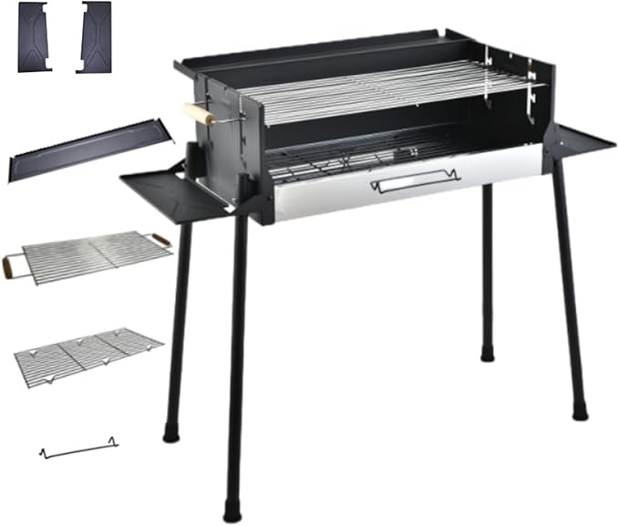hatleues Barbecue Charcoal Grill Portable Folding Charcoal Grills Windproof BBQ Grill Large Metal Barbecue Grill for Outdoor Camping and Picnic Grilling