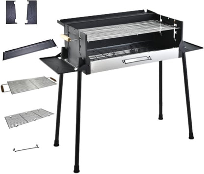 hatleues Barbecue Charcoal Grill Portable Folding Charcoal Grills Windproof BBQ Grill Large Metal Barbecue Grill for Outdoor Camping and Picnic Grilling