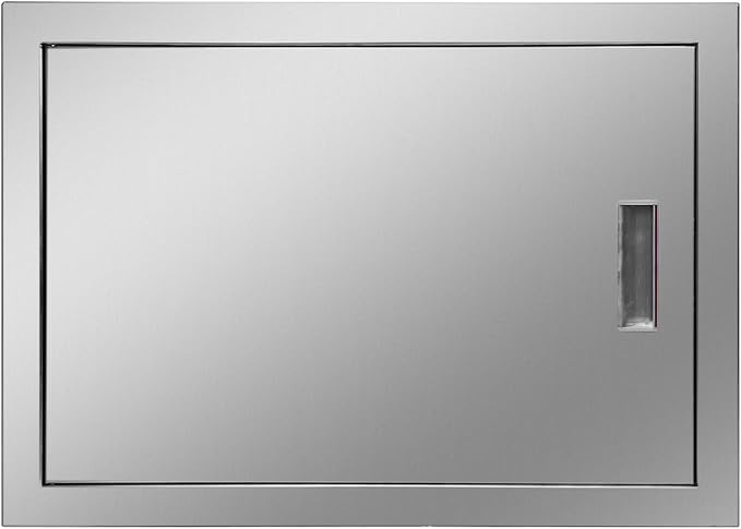 Outdoor Kitchen Door 24" W x 17" H Stainless Steel BBQ Single Access Door Flush Mount Vertical Wall Doors with Handle Suitable for Grilling Station Outside Cabinet Outdoor Kitchen