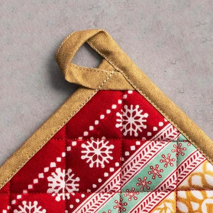Maison d' Hermine Pot Holders 100% Cotton Potholders (8" x 8", Pack of 1) | Heat Resistant Hot Pads with Loop BBQ Cooking Baking Hotel Kitchen Handling Hot Pans Thanksgiving Christmas - Sofia