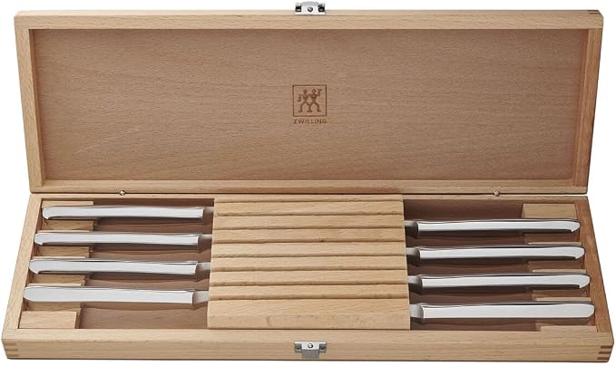ZWILLING 8-Piece Stainless-Steel Steak Knife Set in Wood Gift Box