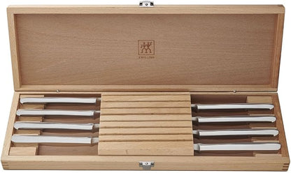 ZWILLING 8-Piece Stainless-Steel Steak Knife Set in Wood Gift Box