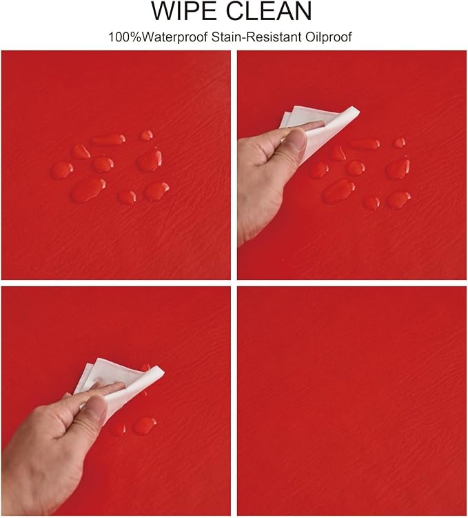 NLMUVW Red Vinyl Tablecloth with Flannel Backing 100% Waterproof Christmas Rectangle PVC Table Cloth Wipe Clean Table Cover for Dining Party Outdoor, 60 X 84 Inch