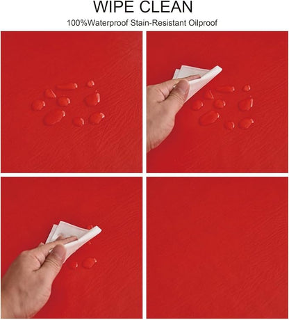 NLMUVW Red Vinyl Tablecloth with Flannel Backing 100% Waterproof Christmas Rectangle PVC Table Cloth Wipe Clean Table Cover for Dining Party Outdoor, 60 X 84 Inch