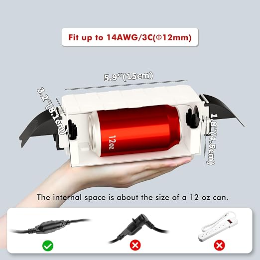 Flemoon IP55 Small Outdoor Electrical Box Waterproof, for Power Strip | Inner 5.9 x 3.2 x 1.8inch, Extension Cord Cover with Detachable Awning Covers for Plug, Outlet, Holiday Lights, White