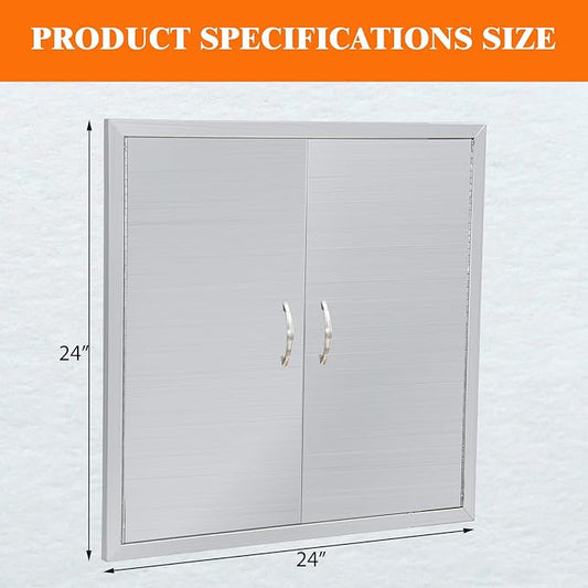 Outdoor Kitchen Doors 24" W x 24" H, Stainless Steel BBQ Access Doors, Flush Mount BBQ Door for Outside Kitchen Grilling Station, Barbeque Oven Island, Storage Cabinet Door